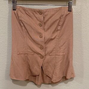 Women's Tan Button-Front Tube Top